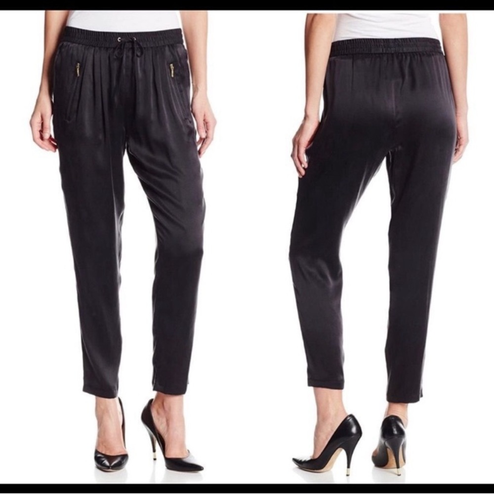 PAIGE Black Shani Silky Joggers. Size S